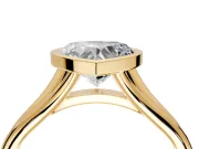 Solitaire Engagement Ring Setting for Heart-Shaped Center with V Split Shank and Bezel Head in Yellow Gold