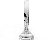 Side Accent Engagement Ring Setting for Emerald Cut Center with Accent Shoulders and Prong Head in White Gold