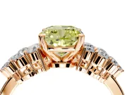 Cluster Engagement Ring Setting for Fancy Yellow Cushion Cut Center with 2-Row Shoulder Clusters and Prong Head in Rose Gold
