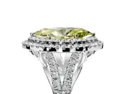 Double Halo Engagement Ring Setting for Fancy Yellow Marquise Center with Narrow Pave Split Shank and Prong Head in White Gold