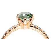 Solitaire Engagement Ring Setting for Fancy Green Marquise Center with Large Accents and Prong Head in Rose Gold