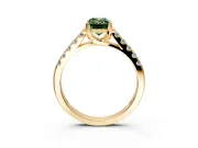 Solitaire Engagement Ring Setting for Fancy Green Emerald Cut Center with Partway Pave Band and Prong Head in Yellow Gold
