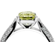 Solitaire Engagement Ring Setting for Fancy Yellow Radiant Cut Center with Multi-Row Accents and Prong Head in Platinum