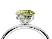 Hidden Halo Engagement Ring Setting for Fancy Yellow Heart-Shaped Center with Thin Rounded Band and Prong Head in Sterling Silver