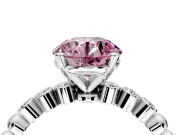 Solitaire Engagement Ring Setting for Fancy Pink Round Cut Center with Bezel-Dot Beaded Band and Prong Head in Platinum