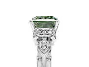 Solitaire Engagement Ring Setting for Fancy Green Princess Cut Center with Filigree Band and Prong Head in White Gold