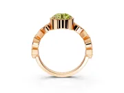 Milgrain Bezel Engagement Ring Setting for Fancy Yellow Round Cut Center with Marquise Stations and Bezel Head in Rose Gold