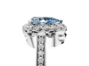 Floral Halo Engagement Ring Setting for Fancy Blue Pear-Shaped Center with Large Halo Accents and Prong Head in Platinum