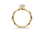 Solitaire Engagement Ring Setting for Pear-Shaped Center with Bamboo Band and Prong Head in Yellow Gold
