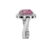 Halo Engagement Ring Setting for Fancy Pink Cushion Cut Center with Twist Band and Prong Head in Sterling Silver
