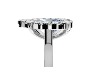 Single Halo Engagement Ring Setting for Fancy Blue Pear-Shaped Center with Corner Claws, Plain Band and Prong Head in Platinum