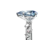 Cluster Engagement Ring Setting for Fancy Blue Pear-Shaped Center with Round Cut Accent Band and Prong Head in Platinum
