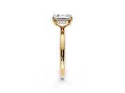 Hidden Halo Engagement Ring Setting for Asscher Cut Center with Thin Round-Wire Band and Prong Head in Yellow Gold
