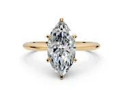 Solitaire Engagement Ring Setting for Marquise Center with Knife Ridge Band and Claw Prong Head in Yellow Gold