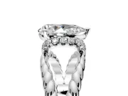 Halo Engagement Ring Setting for Pear-Shaped Center with Rope Twist Split Shank and Prong Head in Platinum