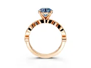 Solitaire Engagement Ring Setting for Fancy Blue Round Cut Center with Milgrain Bezel Accents and Prong Head in Rose Gold