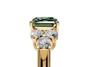 Cluster Engagement Ring Setting for Fancy Green Asscher Cut Center with Round Cut Accent Frame and Prong Head in Yellow Gold