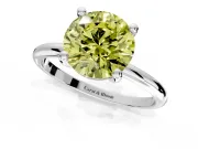 Minimalist Solitaire Engagement Ring Setting for Fancy Yellow Round Cut Center with Thin Band and Prong Head in Sterling Silver