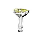 Solitaire Engagement Ring Setting for Fancy Yellow Pear-Shaped Center with Bamboo Band and Prong Head in White Gold