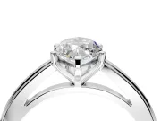 Solitaire Engagement Ring Setting for Marquise Center with Flat-Sided Plain Band and Prong Head in White Gold