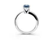 Solitaire Engagement Ring Setting for Fancy Blue Emerald Cut Center with Wire Band and Prong Head in White Gold