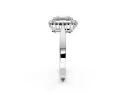 Starburst Halo Engagement Ring Setting for Emerald Cut Center with Flat Cathedral Band and Prong Head in Platinum