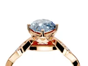 Solitaire Engagement Ring Setting for Fancy Blue Marquise Center with Accented Twist Band and Leaf Prong Head in Rose Gold