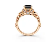 Solitaire Engagement Ring Setting for Fancy Black Princess Cut Center with Filigree Band and Prong Head in Rose Gold