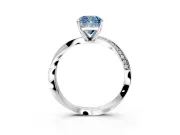 Side Accent Engagement Ring Setting for Fancy Blue Cushion Cut Center with Accent Shoulders and Prong Head in Sterling Silver