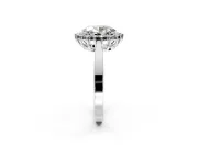 Starburst Halo Engagement Ring Setting for Oval Center with Flat Cathedral Band and Prong Head in White Gold