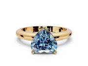 Solitaire Engagement Ring Setting for Fancy Blue Heart-Shaped Center with Wire Band and Prong Head in Yellow Gold