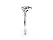 Baguette Engagement Ring Setting for Fancy Green Pear-Shaped Center with Alternating Bar-Set Band and Prong Head in Platinum