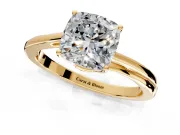 Solitaire Engagement Ring Setting for Cushion Cut Center with Plain Bypass Twist Band and Prong Head in Yellow Gold