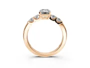 5 Stone Engagement Ring Setting for Emerald Cut Center with Plain Band and Prong Head in Rose Gold