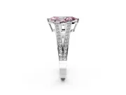 Split Shank Engagement Ring Setting for Fancy Pink Marquise Center with Pave Split Shank and Prong Head in Platinum