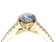 Solitaire Engagement Ring Setting for Fancy Blue Marquise Center with Pave Split Shank and Prong Head in Yellow Gold