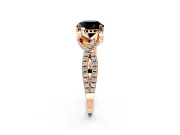 Solitaire Engagement Ring Setting for Fancy Black Round Cut Center with Narrow Twist Pave Band and Prong Head in Rose Gold