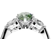 3 Stone Engagement Ring Setting for Fancy Green Marquise Center with Large Pear-Shaped Accents and Prong Head in Sterling Silver