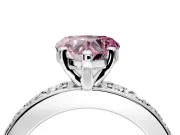 Solitaire Engagement Ring Setting for Fancy Pink Heart-Shaped Center with Channel-Set Accents and Prong Head in Platinum