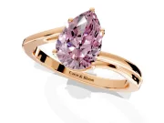 Solitaire Engagement Ring Setting for Fancy Pink Pear-Shaped Center with Plain Bypass Twist Band and Prong Head in Rose Gold