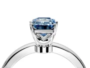 Solitaire Engagement Ring Setting for Fancy Blue Emerald Cut Center with Plain Band and Tulip Prong Head in Platinum