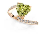 Solitaire Engagement Ring Setting for Fancy Yellow Heart-Shaped Center with Pave Bypass Swirl Band and Prong Head in Rose Gold