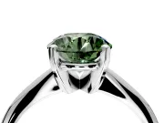 Solitaire Engagement Ring Setting for Fancy Green Round Cut Center with Knife Ridge Band and Claw Prong Head in White Gold