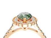Milgrain Floral Halo Engagement Ring Setting for Fancy Green Marquise Center with Pave Band and Prong Head in Rose Gold