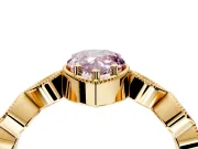 Vintage Station Engagement Ring Setting for Fancy Pink Pear-Shaped Center with Accents and Prong Head in Yellow Gold