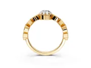 Milgrain Bezel Engagement Ring Setting for Pear-Shaped Center with Marquise Stations and Bezel Head in Yellow Gold