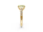 Solitaire Engagement Ring Setting for Fancy Yellow Radiant Cut Center with Trailing Leaf Accent Band and Prong Head in Yellow Gold