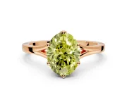 Solitaire Engagement Ring Setting for Fancy Yellow Oval Center with Plain Split Shank and Prong Head in Rose Gold