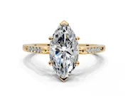 Solitaire Engagement Ring Setting for Marquise Center with Channel Accents and Prong Head in Yellow Gold