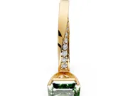 Side Accent Engagement Ring Setting for Fancy Green Asscher Cut Center with Accent Shoulders and Prong Head in Yellow Gold